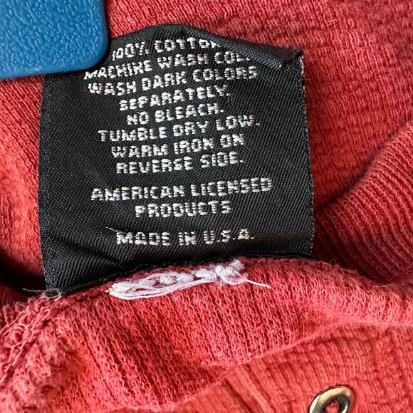 Vintage Harley Davidson Mens Medium Henley Long Sleeve Button Textured Red Logo - Picture 9 of 9